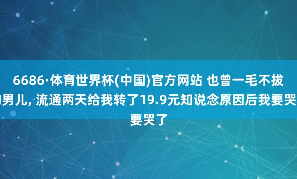 6686·体育世界杯(中国)官方网站 也曾一毛不拔的男儿, 流通两天给我转了19.9元知说念原因后我要哭了