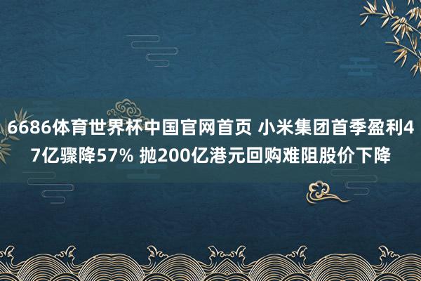 6686体育世界杯中国官网首页 小米集团首季盈利47亿骤降57% 抛200亿港元回购难阻股价下降