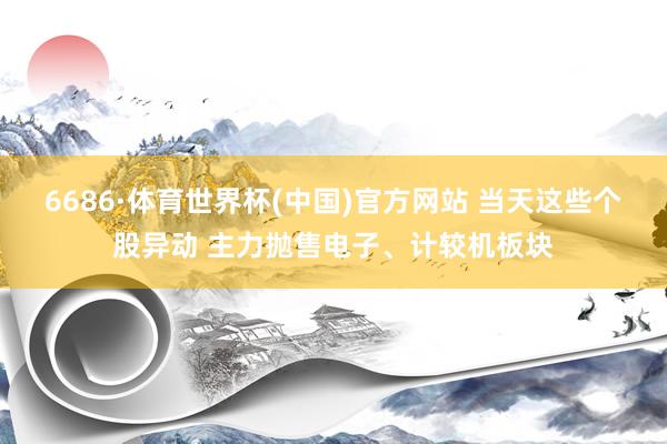 6686·体育世界杯(中国)官方网站 当天这些个股异动 主力抛售电子、计较机板块