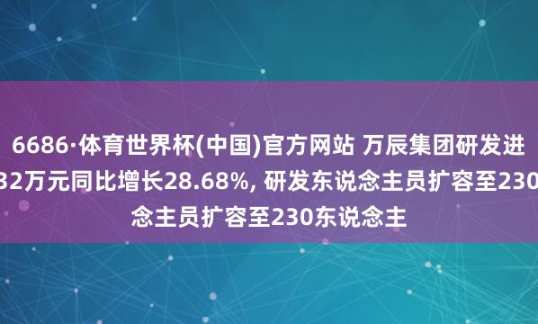 6686·体育世界杯(中国)官方网站 万辰集团研发进入5433.32万元同比增长28.68%, 研发东说念主员扩容至230东说念主