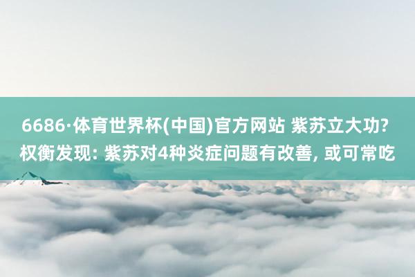 6686·体育世界杯(中国)官方网站 紫苏立大功? 权衡发现: 紫苏对4种炎症问题有改善, 或可常吃