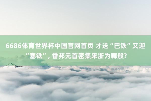 6686体育世界杯中国官网首页 才送“巴铁”又迎“塞铁”, 番邦元首密集来浙为哪般?
