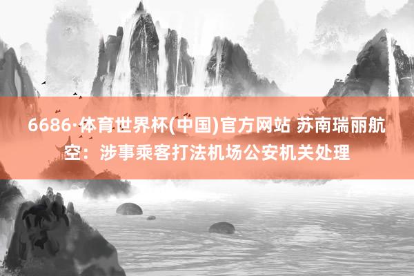 6686·体育世界杯(中国)官方网站 苏南瑞丽航空：涉事乘客打法机场公安机关处理