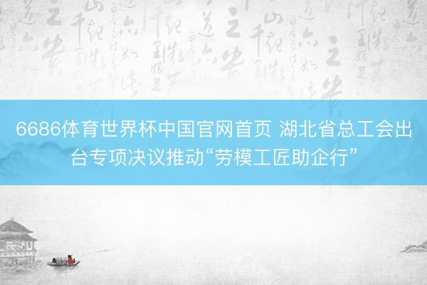 6686体育世界杯中国官网首页 湖北省总工会出台专项决议推动“劳模工匠助企行”