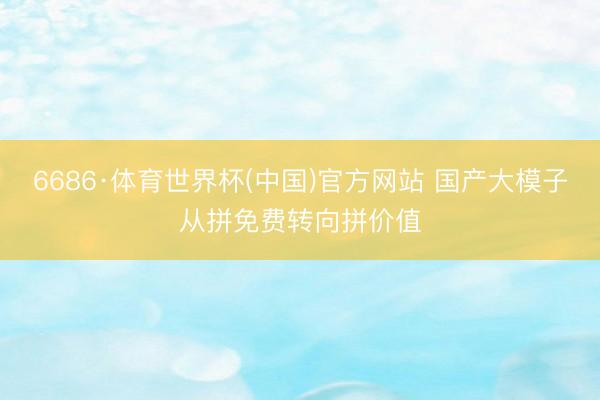 6686·体育世界杯(中国)官方网站 国产大模子从拼免费转向拼价值