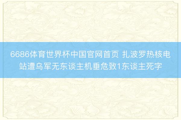 6686体育世界杯中国官网首页 扎波罗热核电站遭乌军无东谈主机垂危致1东谈主死字