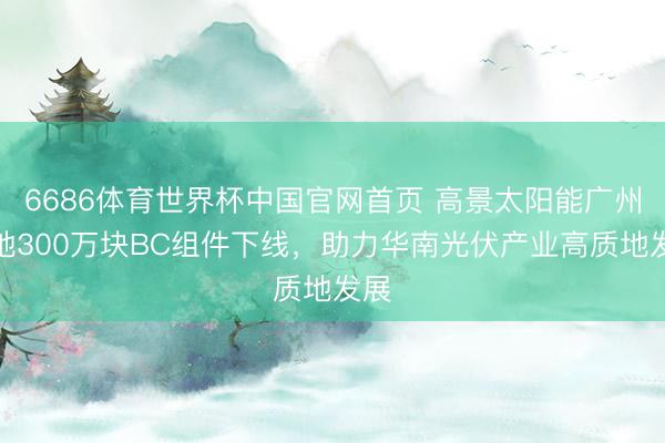 6686体育世界杯中国官网首页 高景太阳能广州基地300万块BC组件下线，助力华南光伏产业高质地发展